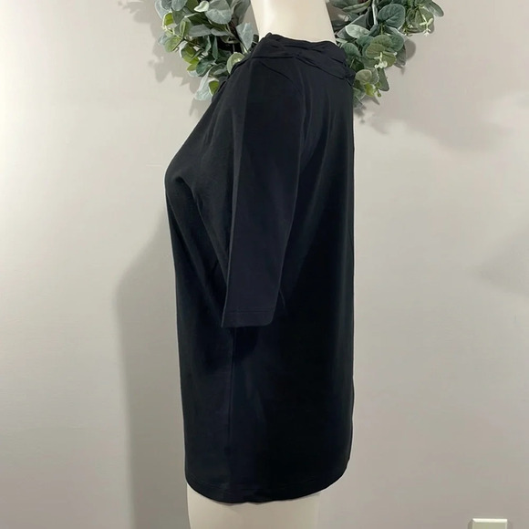 NWT Talbots Black Short Sleeve Top with Ribbon Neck Detail S - Picture 5 of 15